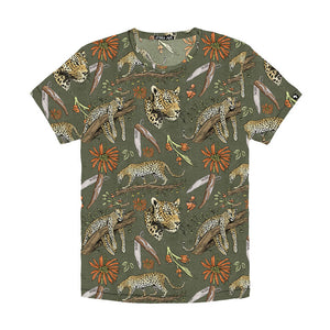 Leopard Repeat printed Cotton T-shirt