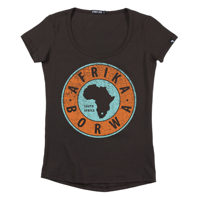 Afrika Borwa Round Printed cotton T-shirt